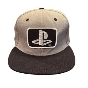 PlayStation Snapback Hat PS Logo Gray Black Cap Sony Gaming Streetwear Y2K OS